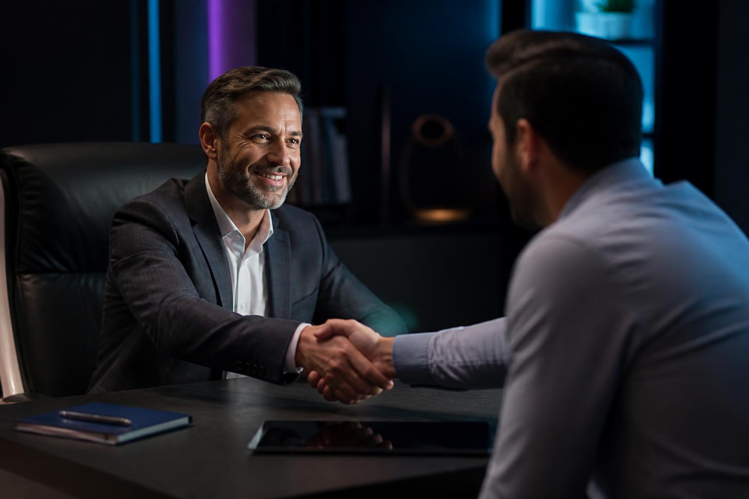 Consultant closing a consultation with a client