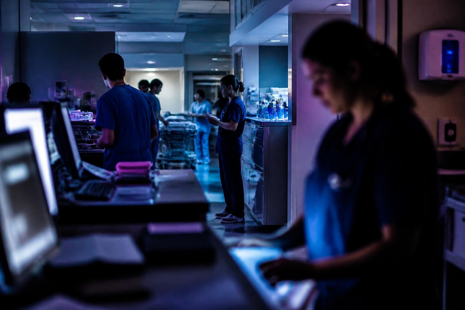Clinic team working across connected systems